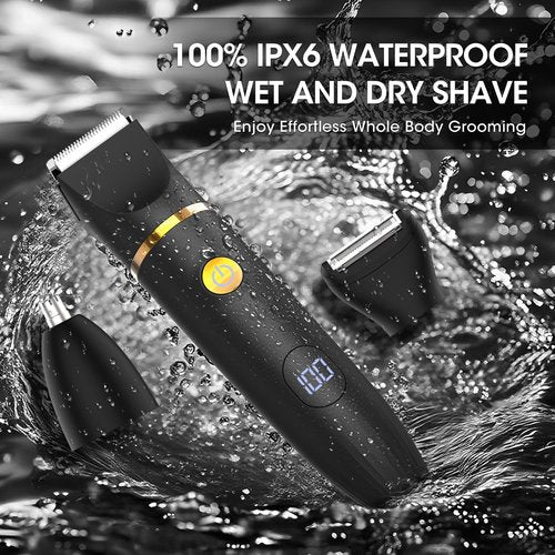 Zesuti Manscape Body Hair Trimmer for Men: Pubic Hair Trimmer, 3 in 1 Versatile Electric Shaver for Groin,Face,Beard,Nose,Waterproof Body Groomer with Ceramic Blades, Mens Gifts