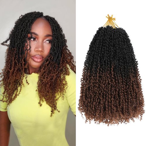 NAYOO 14 Inch Yanky Twist Crochet Hair - 8 Packs (30 Stands/Pack) Mini Passion Twist with Curly Ends Synthetic Pre-Looped Crochet Braids Braiding Hair (14 Inch, T30)