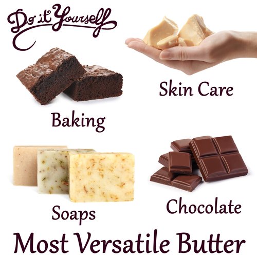 Plant Guru Raw Cocoa Butter 14.5 oz. 100% Pure Natural Unrefined FOOD GRADE Arriba Nacional Cacao Bean, Great For Chocolate Making, Soap, Lip Balm and Moisturizer For DIY Body Butters