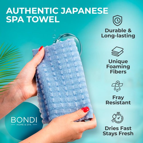 BONDI Exfoliating Washcloth - Perfect Stocking Stuffer - Extra Long - Perfect for Back Scrubbing - Made in Japan