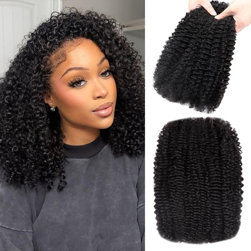 Afro Kinkys Bulk Human Hair for Dreadlocks Extensions Repair, Twist Braiding Afro Kinky Human Hair for Locs Natural Black Color 18 inches for Micro Locs Extensions 1 Pack 30 Gram（1B/18inch/30g）