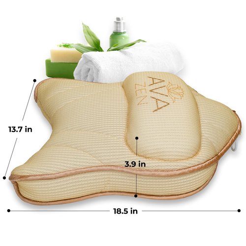 Ava Zen Extra Large Bath Pillow, Bath Pillow for Tub Neck and Back Support, Luxury Spa Set, Bathtub Pillow with 6 Non-Slip Suction Cups