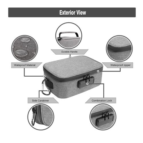 Large Standard Smell Proof Bag with Combination Lock, Water-Resistant file Organizers Conatiner Case for Travel and Home, Medicine Storage Box, Great Gift for Friends, Grey