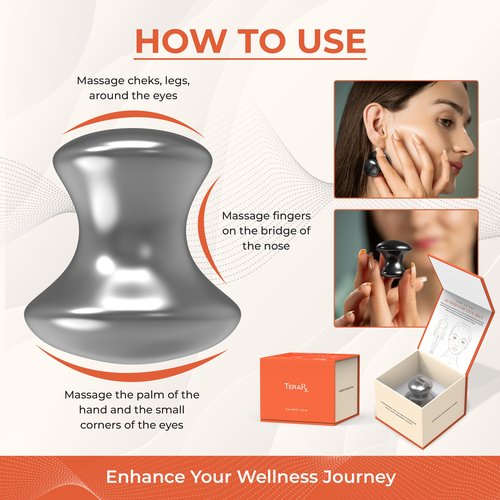 TeraRX Terahertz Gua Sha Facial and Mushroom Tool Set – includes Terahertz Gua Sha and Terahertz Mushroom Gua Sha for Enhanced Lymphatic Drainage, Sculpting, and Precise Control