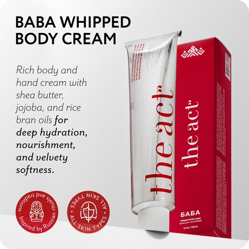 The Act BABA Whipped Body Cream – Deep Moisturizing Natural Shea Butter Hand & Body Lotion for Women & Men, Soothes Dry Skin, Nourishes & Restores, Gift for Sensitive Skin, 5 Fl Oz