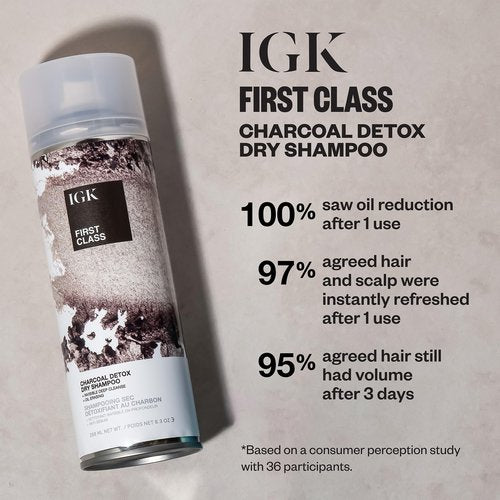 IGK FIRST CLASS Detoxifying Charcoal Shampoo Jumbo Size | Deep-Cleansing, Oil-Absorbing Clarifying Shampoo for Scalp Reset & Volume | 11 oz