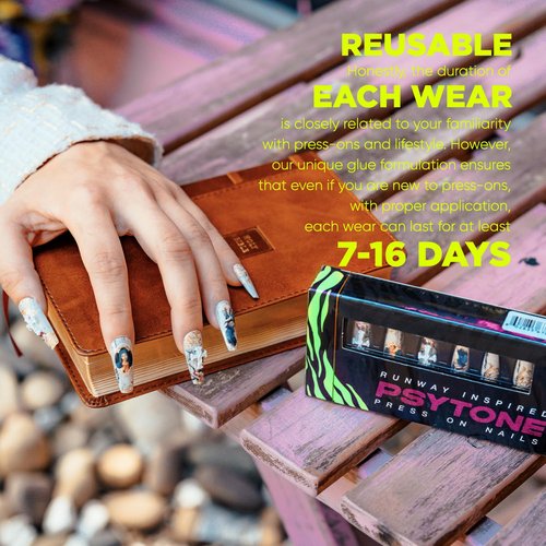 PSYTONE Short Press on Nails Almond Orange French Tip Glue on Nails Cute Fake Nails Full Cover Stick on Nails Glossy Artificial Nails Short Acrylic Nails Press ons Reusable False Nails for Women