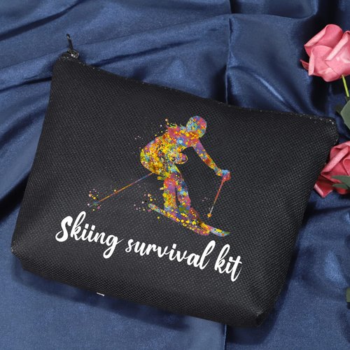 POFULL Skiing Bag - Team Gifts and Survival Kit for Ski Lovers and Enthusiasts - Cosmetic Bag (Black)