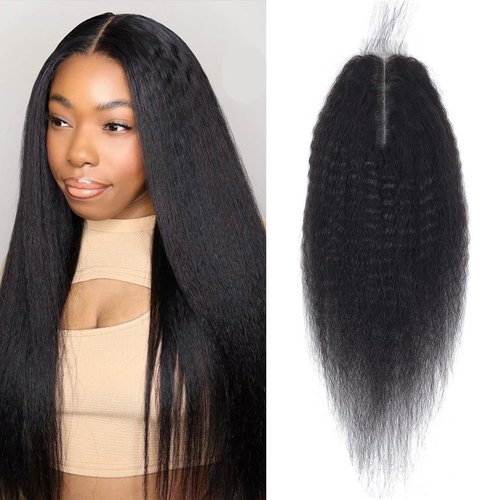 2x6 HD Lace Closure Kinky Straight Transparent 2 by 6 HD Lace Closure 14 Inch 100% Brazilian Virgin Unprocessed Middle Part Human Hair Closure