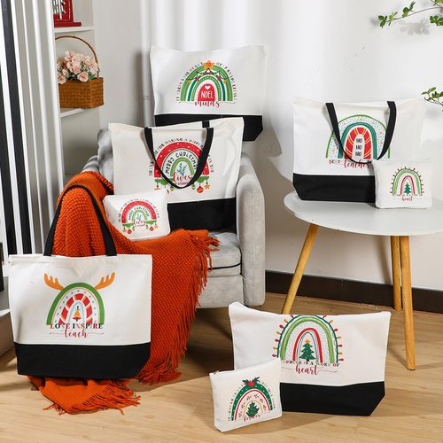 Paterr 20 Pcs Appreciation Gift Bulk for Teachers Tote Bags with Makeup Bag Thanksgiving Gift for Teacher Women Mom Team(Joyous Styles)