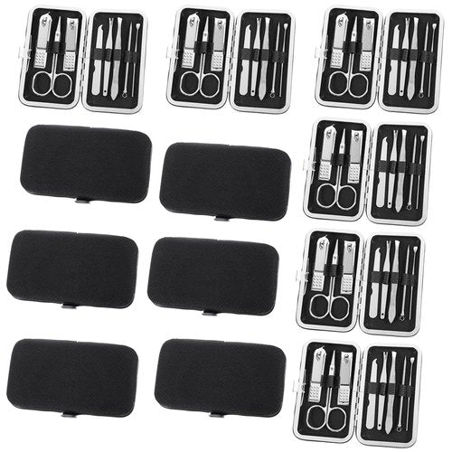 12 Sets Manicure Set 8 in 1 Stainless Steel Nail Grooming Set Professional Manicure and Pedicure Kit Bulk Cuticle Nail Care Foot Pedicure Tools with Portable Travel Case for Men Women