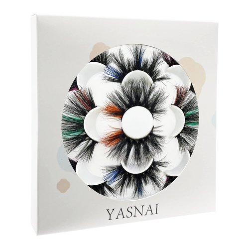 YASNAI Colored Mink Lashes 25mm, 5 Pairs Mix, Long, Dramatic, Full & Fluffy, Vegan & Cruelty Free, Handmade Soft Band, Long Lasting