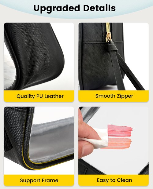 Vorspack Travel Makeup Bag - 3 Pack Travel Toiletry Bag for Women Clear Cosmetic Bag Makeup Organizer Zipper Pouch for Travel Essentials Storage - Black