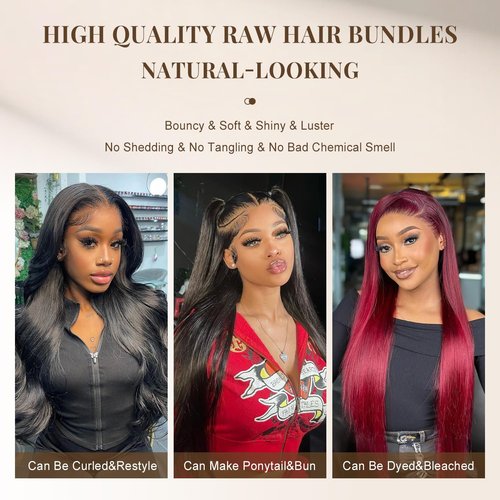 MIRONICA Straight Human Hair Bundles 24 Inch 12A Brazilian 1 Bundles Human Hair 100% Unprocessed Virgin Hair Double Machin Weft for Black Women Natural Black Color Hair Extensions