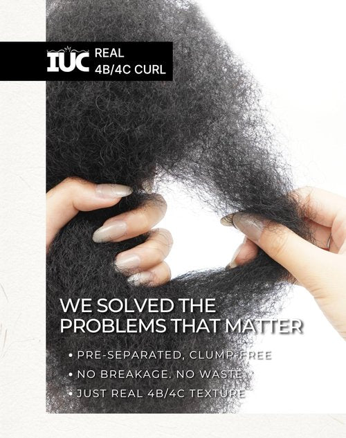 IUC Afro Kinkys Bulk Human Hair (16 Inch, 50g, Natural Black) 4C Afro Kinky-Curly 100% Human Hair, Ideal for Braiding, Twists, Dreadlocks, Loc Repair, Kid-Friendly