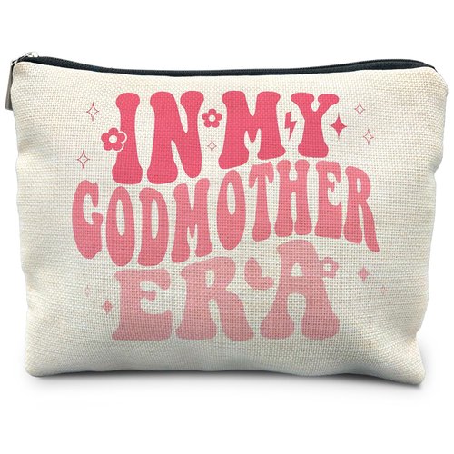 RYYCDOI In My Godmother Era Makeup Bag, Godmother Mother's Day Gifts, Godmother Gifts from Godchild, Pink Godmother Makeup Bag Cosmetic Pouch