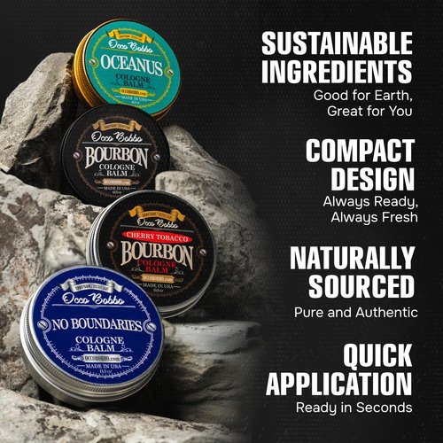 Handy Hound Occo Bobbo Solid Cologne for Men Samples Set - Men's Cologne Gift Set - Travel Size (4) .5 oz tins