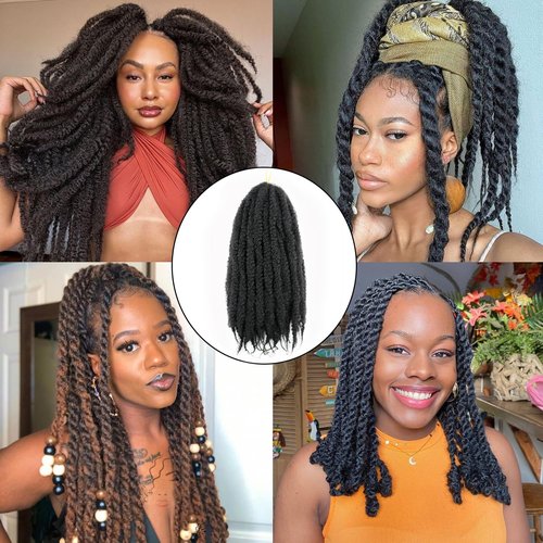 Vustbeauty Marley Twist Braiding Hair 30 Inch Marley Twist Hair Long Cuban Twist Hair 8 Packs Afro Kinky Curly Twist Crochet Hair Synthetic Marley Hair Extensions (30 Inch 8packs, 1B)