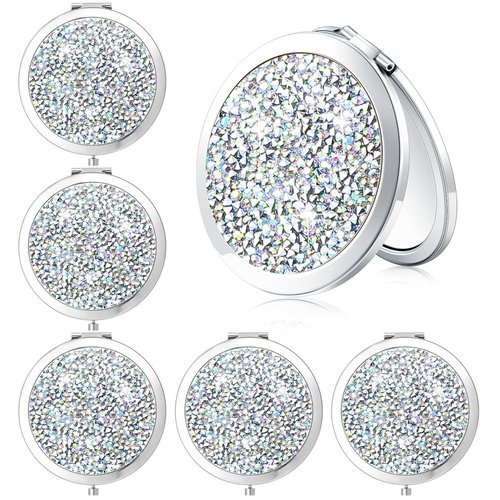 Yulejo 6 Pieces Compact Mirror Bulk Mini Pocket Mirror for Purse Makeup Small Portable Magnifying Cosmetic for Travel Pocket 2.75 Inch Round Folding Gift for Women Mom Bridesmaid Appreciation Wedding