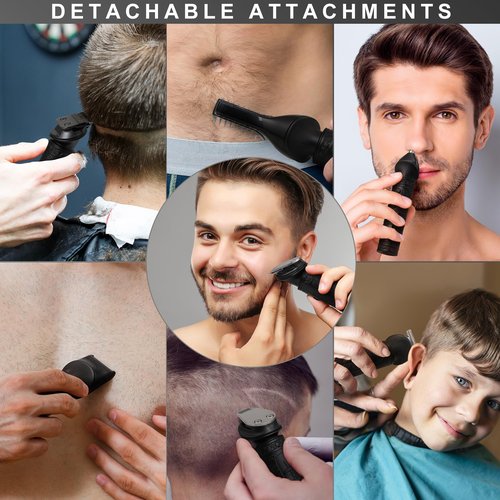 Scttomon Beard Trimmer for Men Professional Mens Beard Grooming Kit T-Blade Trimmer Electric Shaver Razor Nose Body Trimmer Hair Cutting Kit Cordless 7 in 1 Black