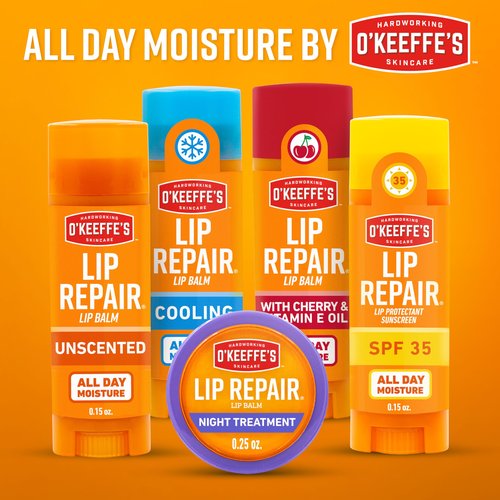 O'Keeffe's Lip Repair Unscented Lip Balm for Dry, Cracked Lips - Stick (6 Pack) - Moisturizer for Very Dry Lips