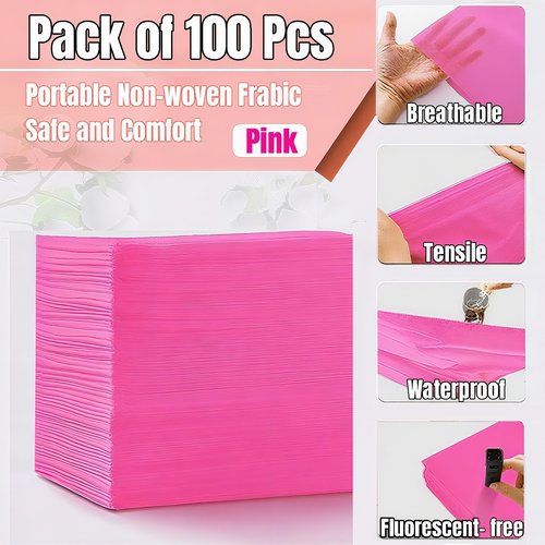 YILUFA1688 100 Pcs Massage Table Sheets Disposable Bed Cover Non Woven Fabric Breathable Sheets for Massage,Spa, Beauty Salon, Facial,Tattoo, Waxing, Esthetician (71"x 31" Pink)