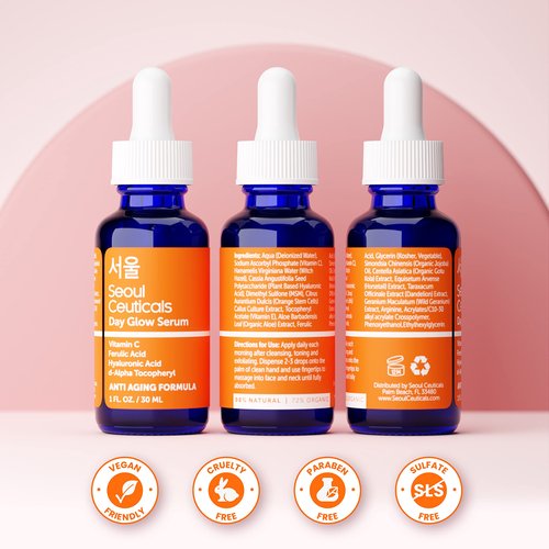 Korean Vitamin C Serum + 97.5% Snail Mucin Eye Cream Set for Glowing Skin & Youthful Eyes