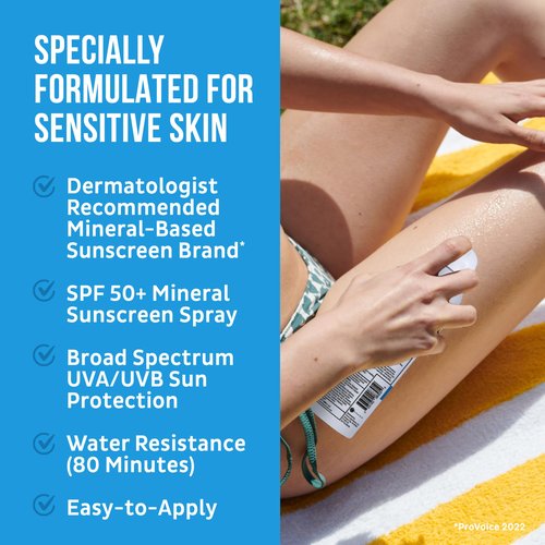 Blue Lizard Mineral Sunscreen Spray, SPF 50+ | Zinc Oxide Formula | Water-Resistant | Dermatologist-Recommended | 5 fl oz Pack of 2