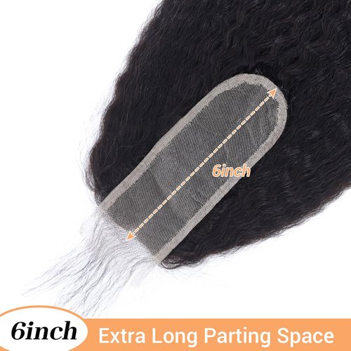2x6 HD Lace Closure Kinky Straight Transparent 2 by 6 HD Lace Closure 14 Inch 100% Brazilian Virgin Unprocessed Middle Part Human Hair Closure
