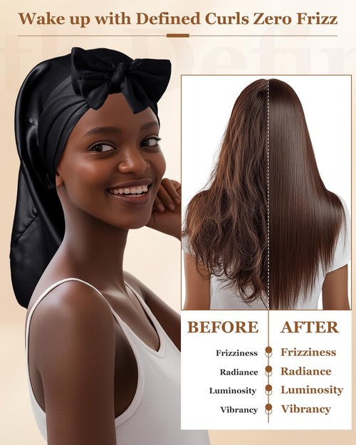 100% Mulberry Silk Bonnet for Sleeping Women Braid Bonnet for Long Hair with Elastic Tie Band Hair Wrap for Braids Curly Hair