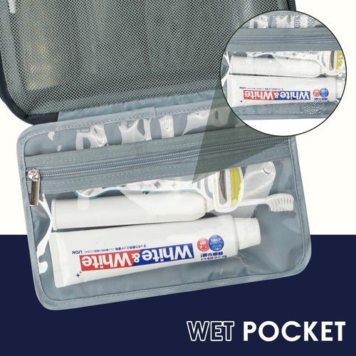 WANDF Travel Toiletry Bag for Men & Women, Dopp Kit Shaving Bag with 4 Compartments Travel Organizer Bathroom Bag(Navy Blue)