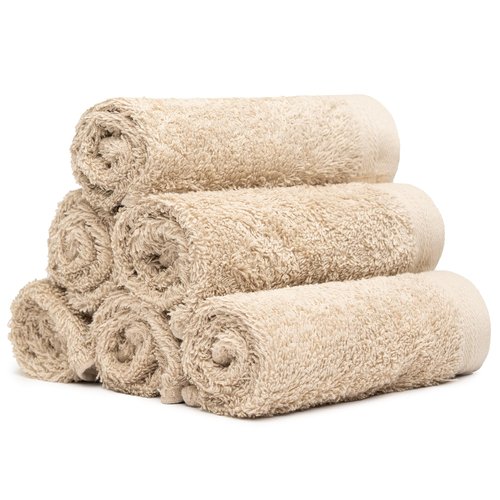 Weidemans 100% Cotton Washcloths Set 13” x 13” | Sand Towels | Set of 6 Ultra Soft and Highly Absorbent Washcloths Sets for Bathroom, Gym, Spa | Machine Washable Face Towel