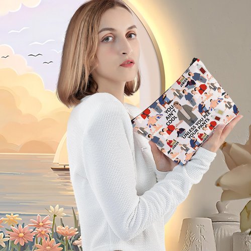 LEVLO Funny Comedy Movie Cosmetic Make Up Bag You Ain't Cool Unless You Pee Your Pants Make Up Zipper Pouch Bag(You Ain't Cool Full)