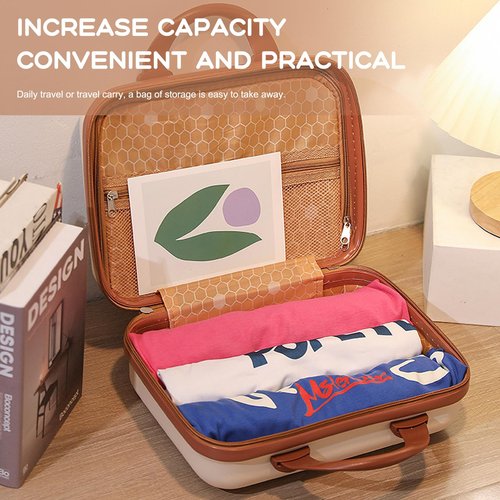 HAHONIA Hard Shell Makeup Case Organizer for Women Girl, Vanity Cases with Trinity Combination Locks and Handle,14-inch Portable Waterproof ABS Makeup Travel Case