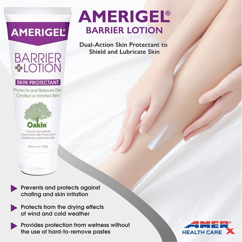 AMERIGEL Total Day & Night Skin Care Bundle - Care Lotion Hypoallergenic Moisturizer & Diabetic Skin Care (6 oz.) - Barrier Lotion Skin Protectant To Protect Chafed Skin (6 oz.)