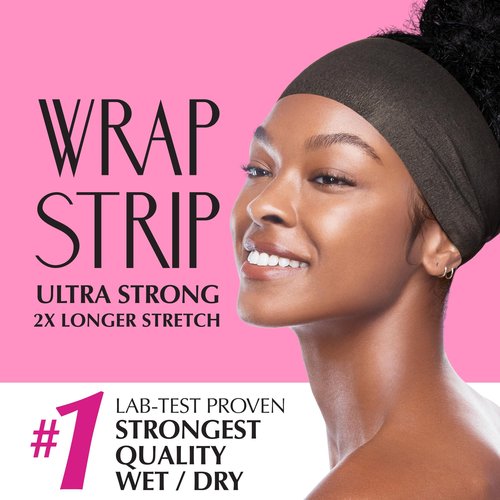 Red by Kiss Hair Wrapping Strip, Ultra Strong 2X Longer Stretch, 40 Strips, Suitable for Wet/Dry Hair, White, Styling Paper for Sleek Hairstyles (3.5", Black, 1 PACK)
