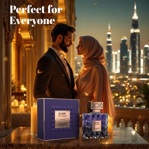 Sapil Elixir of Dubai Unisex Eau de Parfum – Long-Lasting Dubai Perfume with Amber, Vanilla, Musk, Cardamom, Bergamot & Lavender – Arabic Luxury Fragrance for Men & Women – 3.38 oz