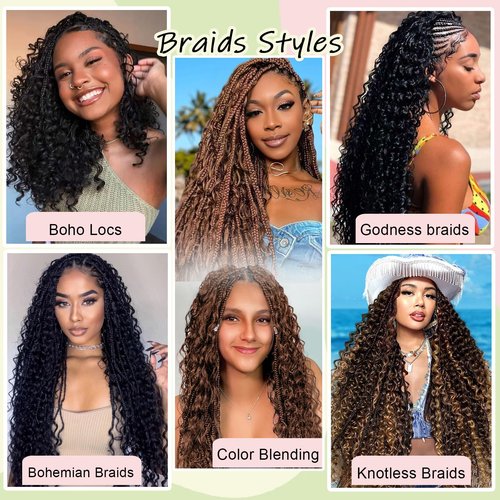 Boho Braids Human Hair for Braiding 110g 22 Inch 12A Deep Water Wave Bulk Human Braiding Hair for Boho Braids Knotless Wet and Wavy Virgin Extensions Bohemian No Weft Curly 3 Bundles Natural Black