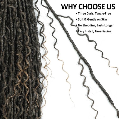9 packs Boho Faux Locs Crochet Hair, 30 Inch, Ombre Honey Blonde Pre Looped Goddess Soft Locs Crochet Hair with Curly Ends, Bohemian River Locs for Black Women(T1B/27#, 30 Inch)