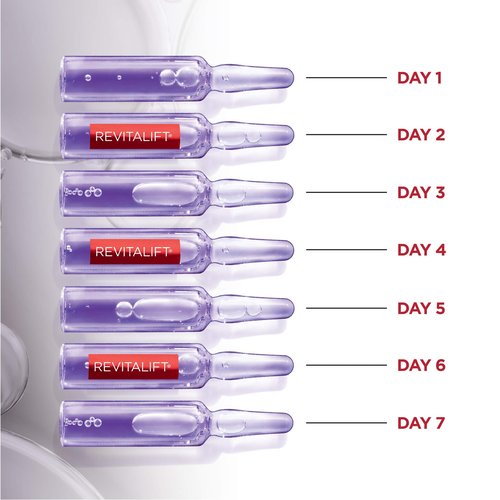 L'Oreal Paris Revitalift Derm Intensives Hyaluronic Acid Serum Ampoules 7 Day Boost Pure Hyaluronic Acid Anti-Aging Ampoules to visibly replump skin in 7 days, 7 Ampoules, 0.28 fl; oz.
