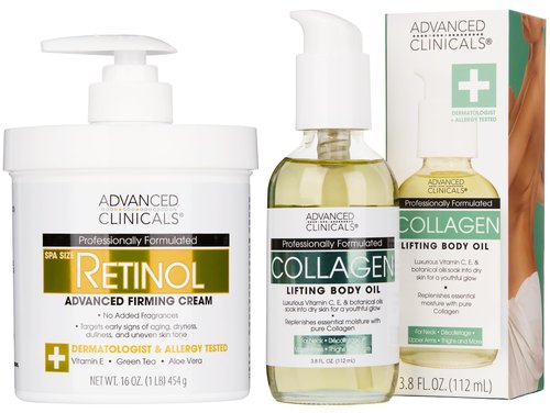 Advanced Clinicals Retinol Body Lotion + Collagen Firming Body Oil 2PC Bundle