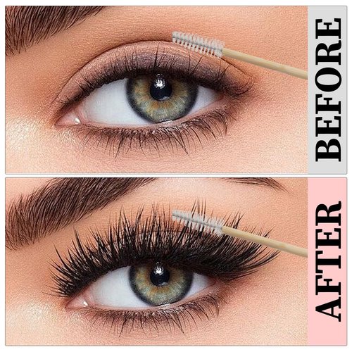 500PCS Disposable Eyelash Brushes - Upgraded Mascara Wands & Makeup Applicators Kit for Eyelash Extensions Makeup and Eyebrow Grooming(White)