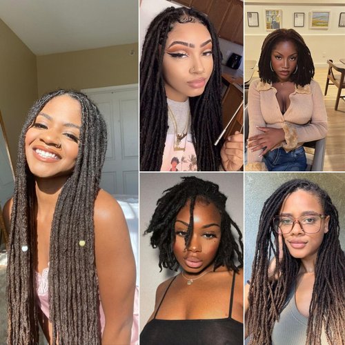 Dreadlock Extensions Human Hair 16 Inch 10 Strands 0.6 cm Width Loc Extensions 100% Real Human Hair Dreadlock Extensions Can Be Dyed Bleached Loc Extension for Men and Women (10 Strands Natual Black)