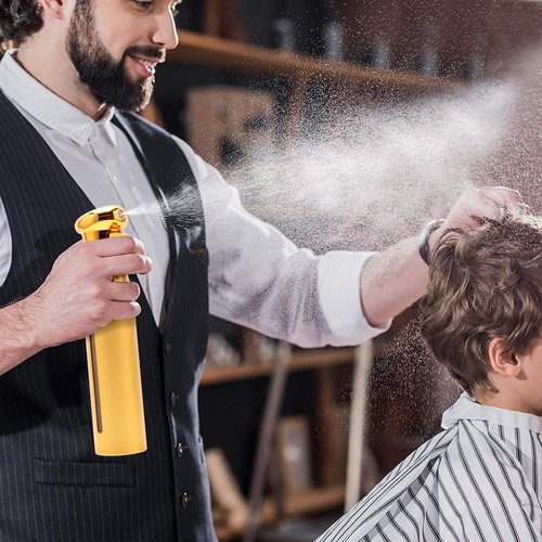 ZIBARBER Salon Style Hair Spray Misting Bottle, Fine Mist Continuous Spray Bottle，10 Oz Shiny Aerosol Free Water Mister for hairstyling,Cleaning Solutions Dispensing (Gold)
