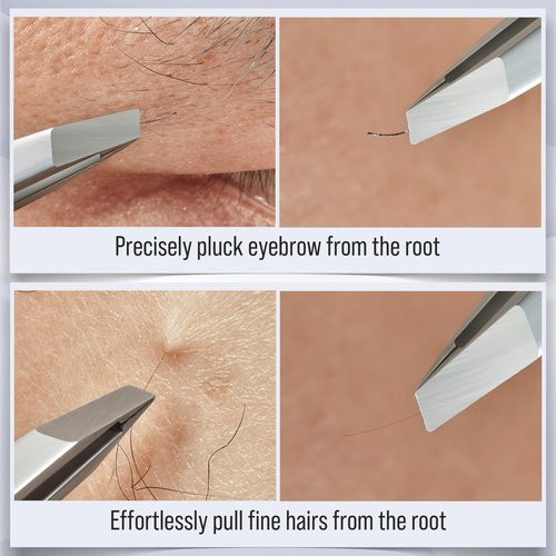 DUROX Precision Tweezers for Eyebrows – Slant Eyebrow Tweezers for Women and Men, Made of Stainless Steel with Fine Slant Tips for Eyebrow and Hair Removal