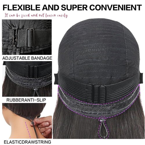 Farblick Bob Wig Human Hair 10 Inch Glueless Wigs Human Hair Pre Plucked Pre Cut 6×4 HD Lace Front Wigs for Women 180% Density Short Straight Wig Ready to Wear