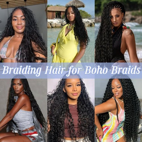 Human Braiding Hair for Boho Braids 18inch 100% human hair Water Wave Bulk Braiding Knotless No Weft Curly Bundles Human Hair Wet and Wavy Micro Hair Extensions Bulk 2 Bundles 100g hair Natural Color