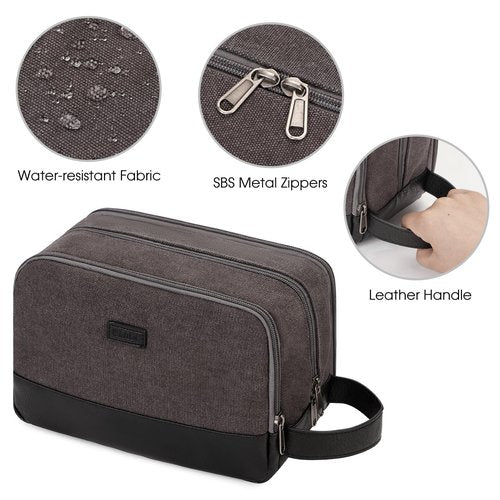 WANDF Travel Toiletry Bag for Men Large Toiletries Shaving Bag Water Resistant Hanging Dopp Kit Travel Accessories Bag for Women Men (Dark Grey)