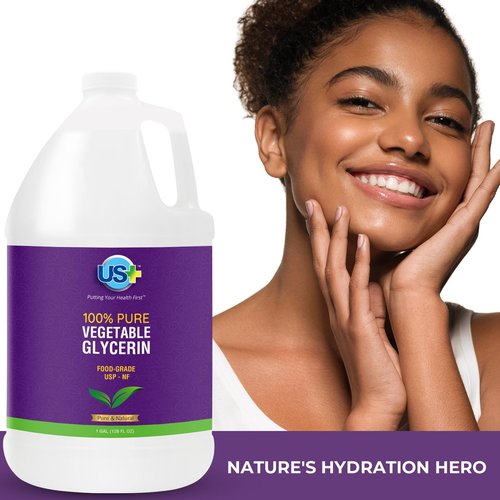US+ 100% Pure Vegetable Glycerin - Pharmaceutical & Food Grade (USP) - Premium Quality All-Natural Moisturizer & Cleanser - For skin, hair, soaps & more (1 Gallon)