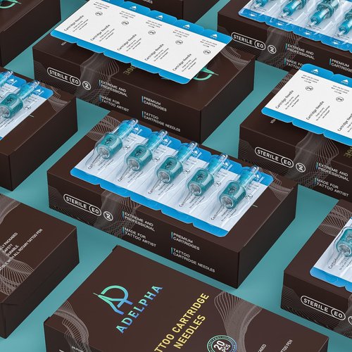 50Pcs Tattoo Cartridge Needles Assorted Mixed Size #10 Round Liner Shader Magnum 5RL 7RL 9RL 5RS 7RS 9RS 15M1 21M1 15RM 21RM with Membrane Needles for Tattoo Gun Machine